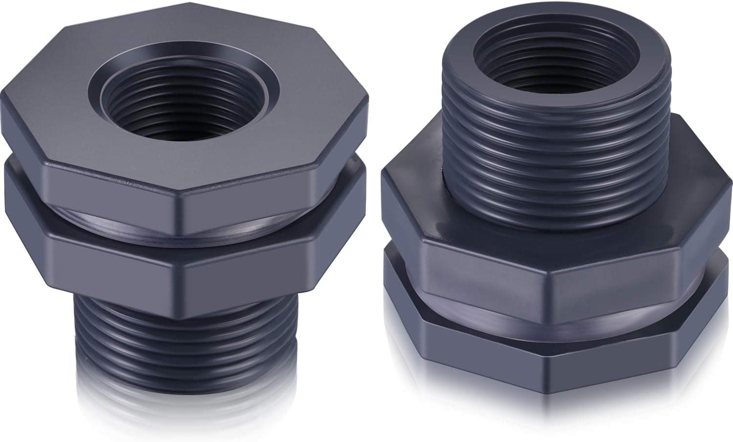 3/4 inch bulkhead tank fittings, 2 pack