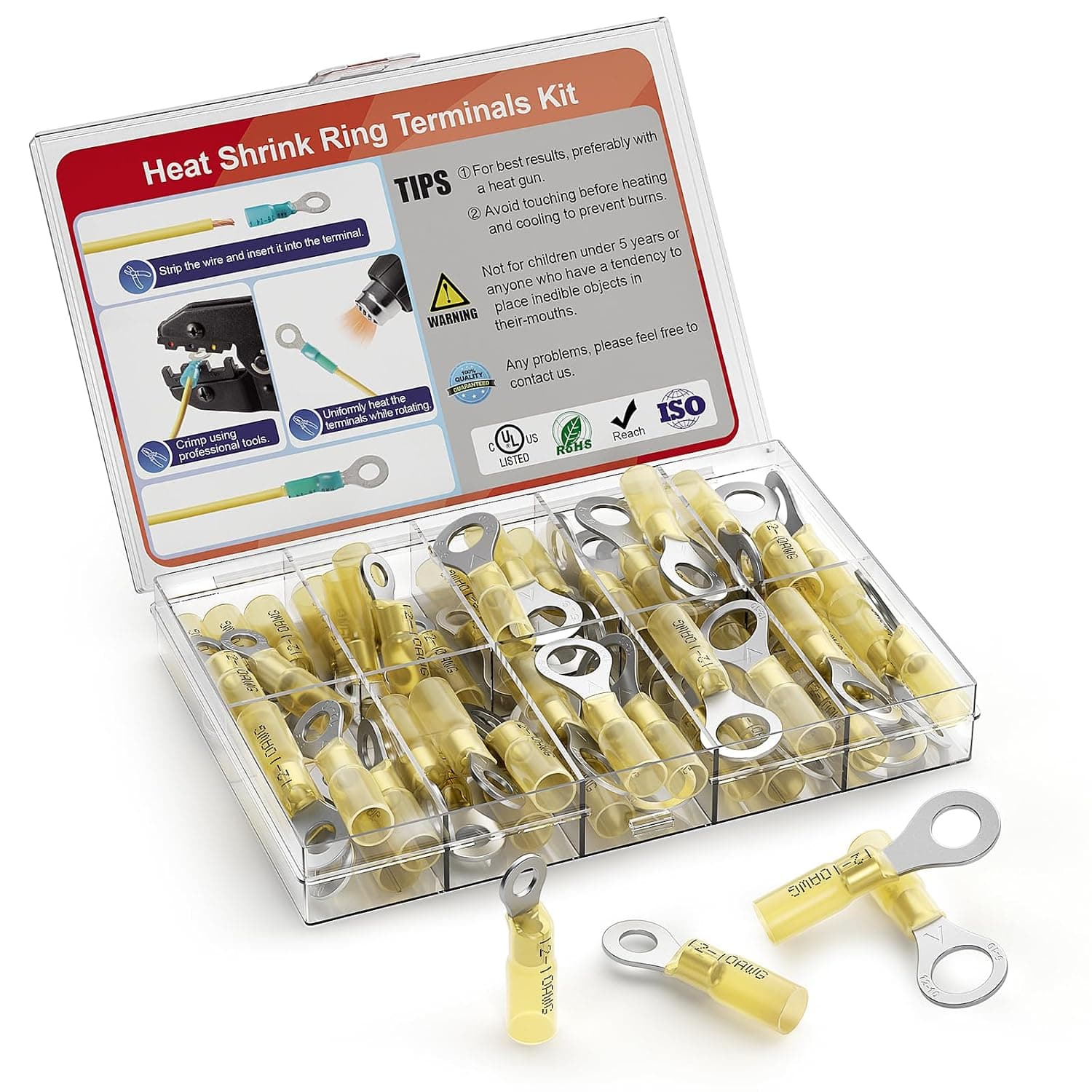 Heat shrink ring terminal crimp connector kit