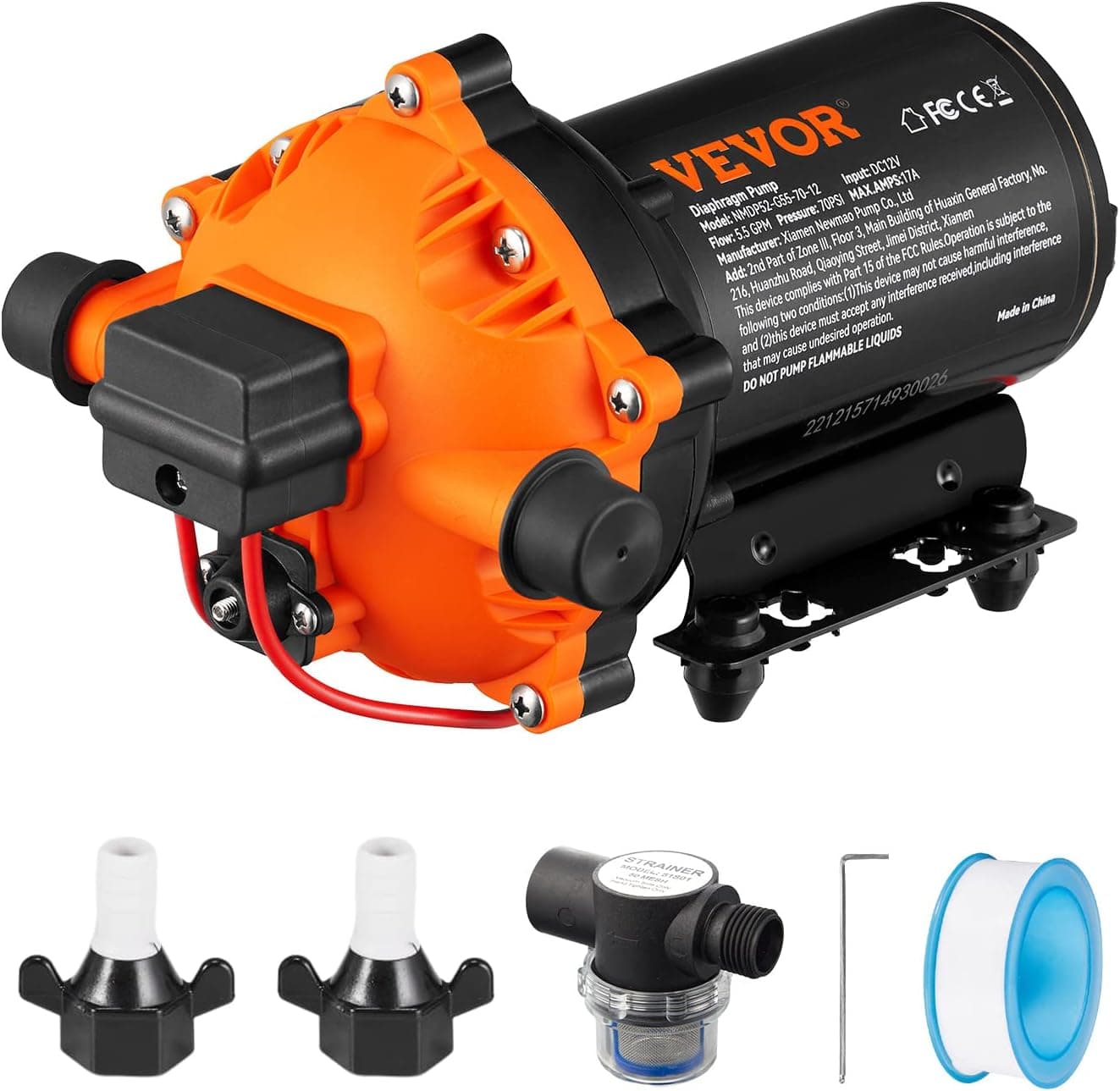 VEVOR 5 GPM 12V diaphragm pump for a budget soft wash system